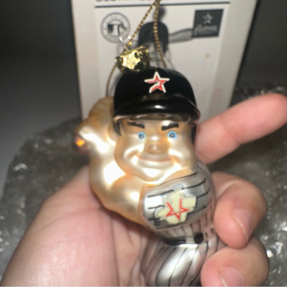 Blown Glass Ornament Houston Astros Baseball Player Christmas Holiday Gift - Picture 5 of 9